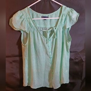 Gap green leaf print blouse sz med